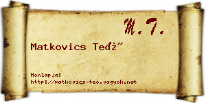 Matkovics Teó névjegykártya